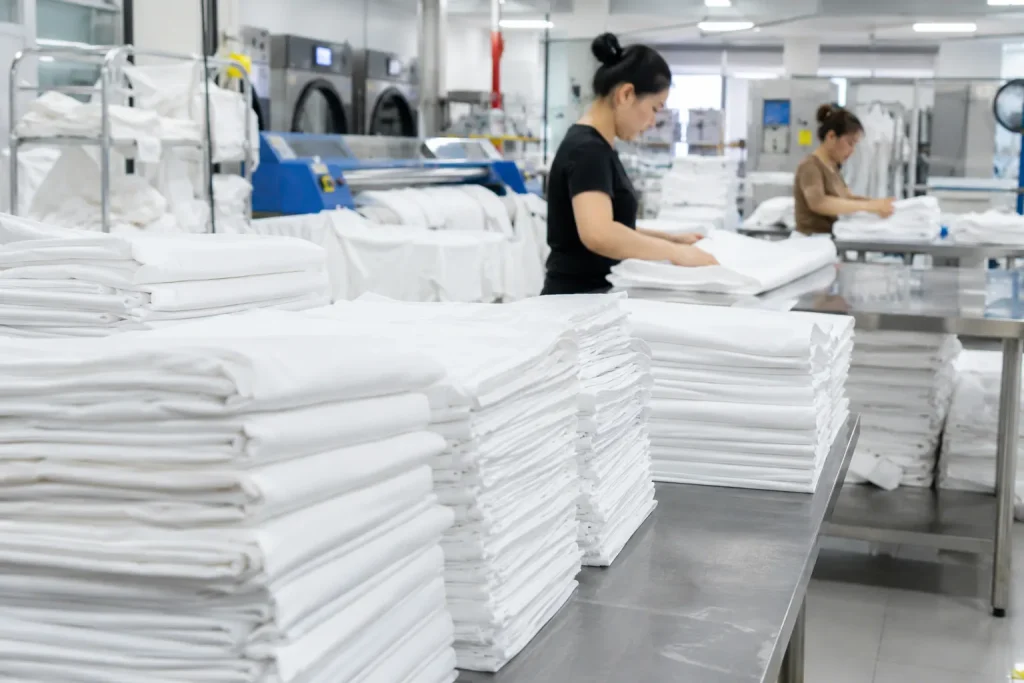 Dịch vụ giặt ủi nhà hàng tại Đà Nẵng của AZ Laundry giúp nhà hàng duy trì nguồn đồ vải sạch sẽ, gọn gàng.