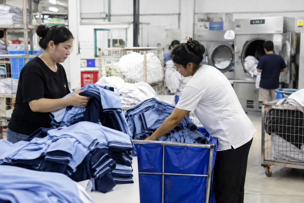 Đồng phục được làm sạch và chăm sóc phù hợp, giúp nhân viên duy trì diện mạo chỉn chu
