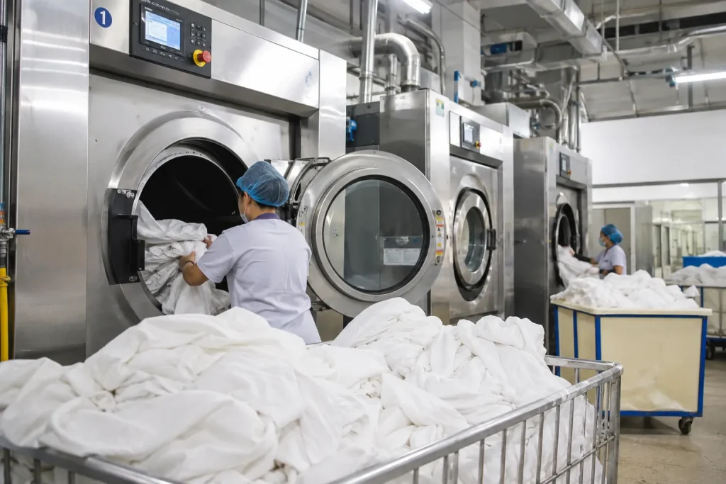 Hệ thống máy giặt phục vụ dịch vụ giặt ủi khách sạn tại Đà Nẵng